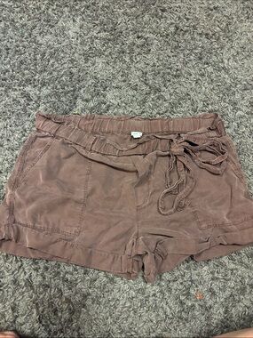 Aerie Paperbag Tie Waist Pull-On Shorts – Size M. Mauve/Brown
